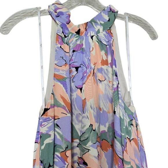 Lulus Tied Back To You Lavender Multi Floral Print Mini Shift Dress Size XS - Picture 4 of 10